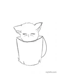 printable cat coloring page, rayfelk