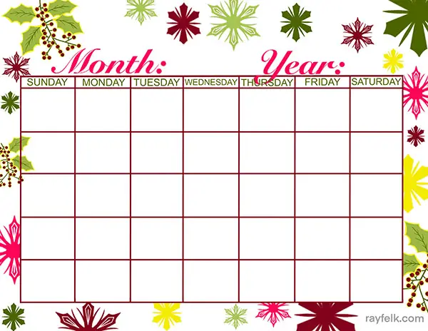 10 Free Printable Blank Calendar