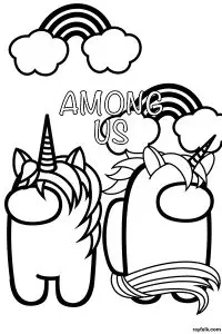 among us unicorn coloring pages