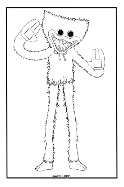 Huggy Wuggy Coloring page, rayfelk