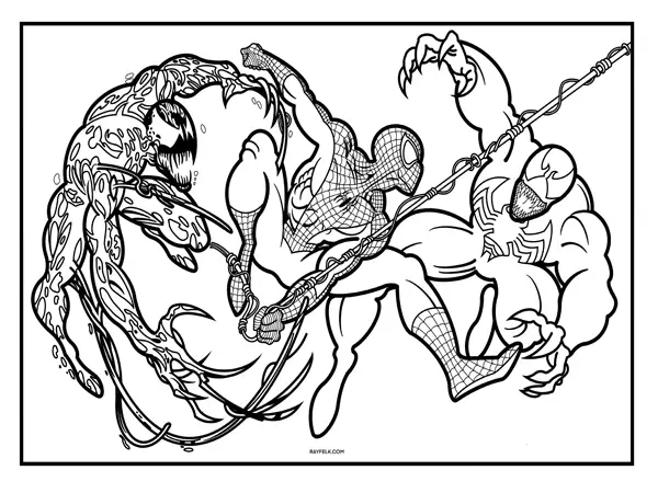 spider-man vs venom and carnage coloring page