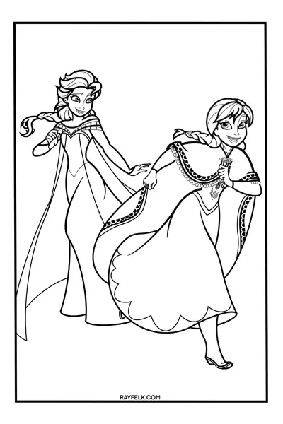 Disney Princess coloring page,  Elsa and Ana coloring page, rayfelk