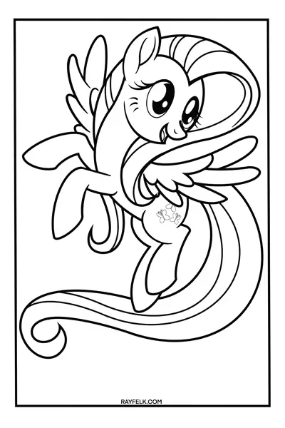 Fluttershy coloring page, My Little Pony coloring page, rayfelk