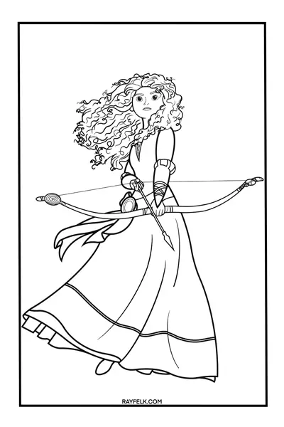 Disney Princess coloring page, Merida, rayfelk 