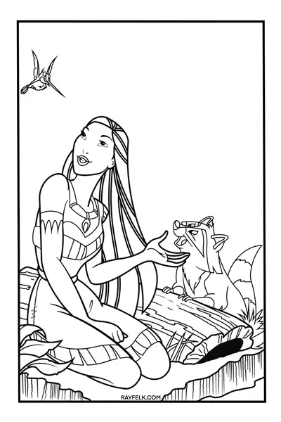 Disney Princess coloring page, Pocahontas, rayfelk