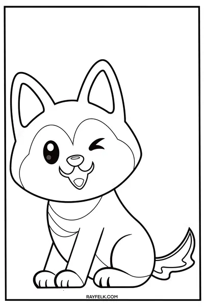 Cute husky coloring page, husky picture to color, rayfelk