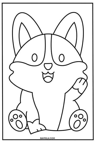 corgi coloring page, rayfelk, corgi picture to color