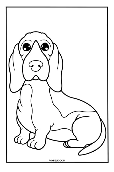 basset hound coloring page, rayfelk, basset hound picture to color