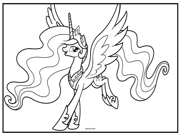 Princess Celestia Coloring Page, My Little Pony coloring Page, Rayfelk