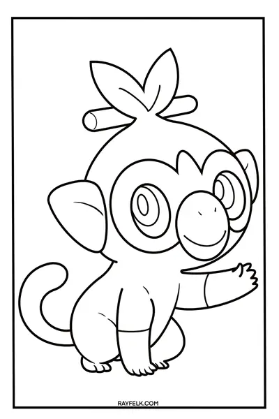 grookey, pokemon coloring pages, rayfelk