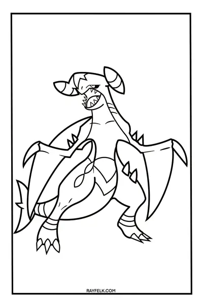 Garchomp, Free Pokemon coloring pages, rayfelk