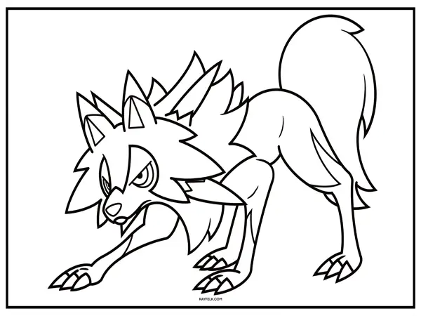 Lycanroc, rayfelk, pokemon coloring pages