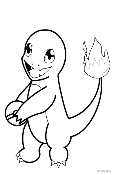 charmander coloring page, rayfelk, pokemon coloring pages