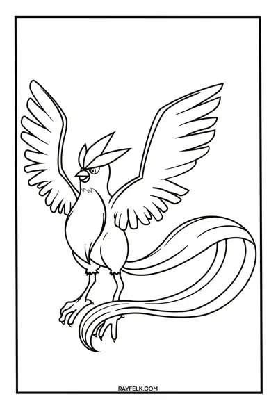 articuno, rayfelk, pokemon coloring pages