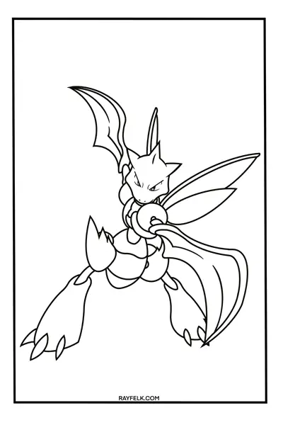 scyther, pokemon coloring pages, rayfelk
