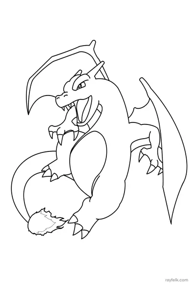 Charizard coloring page, rayfelk, pokemon coloring pages