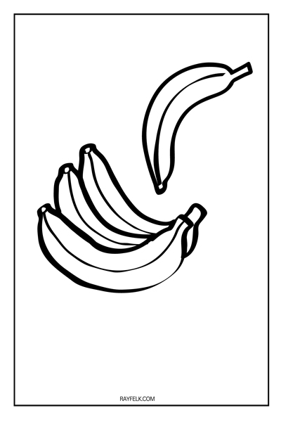 banana coloring page, rayfelk