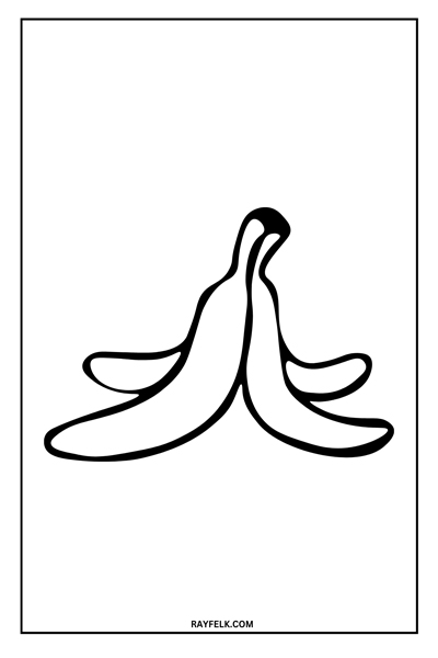 banana coloring PDF, rayfelk