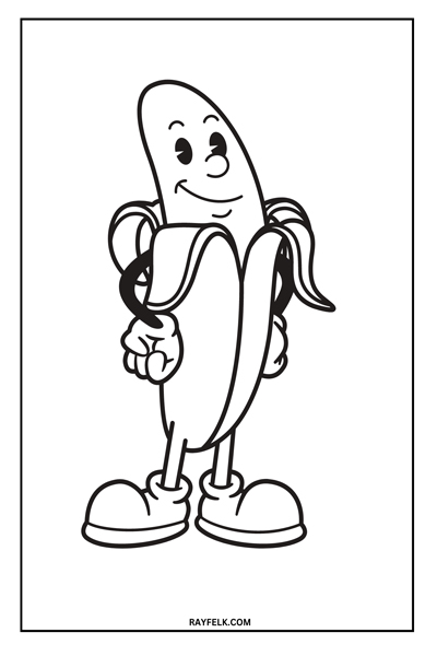 banana coloring PDFs, rayfelk