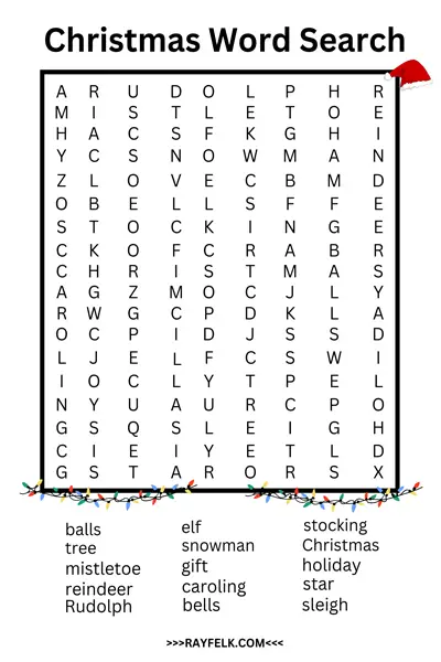 Christmas word search puzzle, word search printable, free word find printables, rayfelk