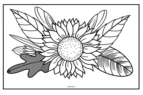 printable flower coloring page, rayfelk