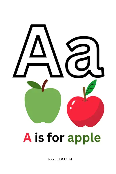 a is for apple, letter a worksheets, rayfelk