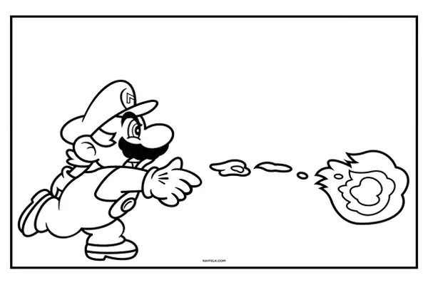 Fiery Mario from Super Mario Bros, Mario coloring, Rayfelk