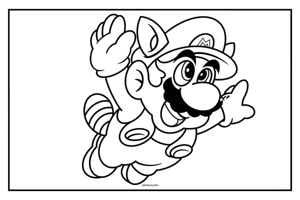 Racoon Mario, Mario coloring PDFs, Rayfelk