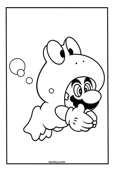 Frog Mario, Mario coloring Pages, Rayfelk
