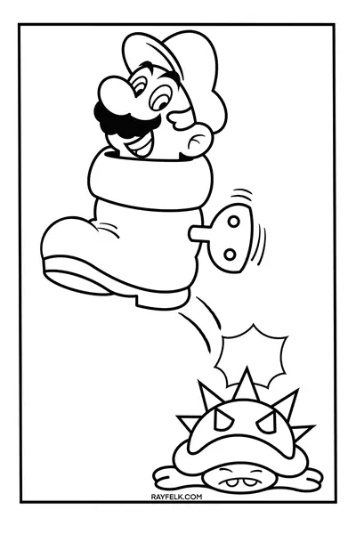 Shoe Mario, Mario coloring Sheets, Rayfelk