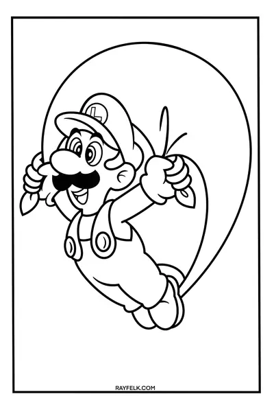 Luigi from Super Mario Bros 4, Rayfelk, Mario coloring pages