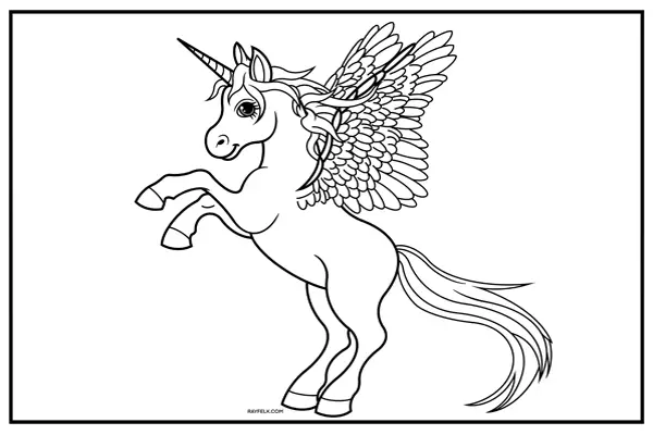 Unicorn Pegasus coloring Pages, Rayfelk