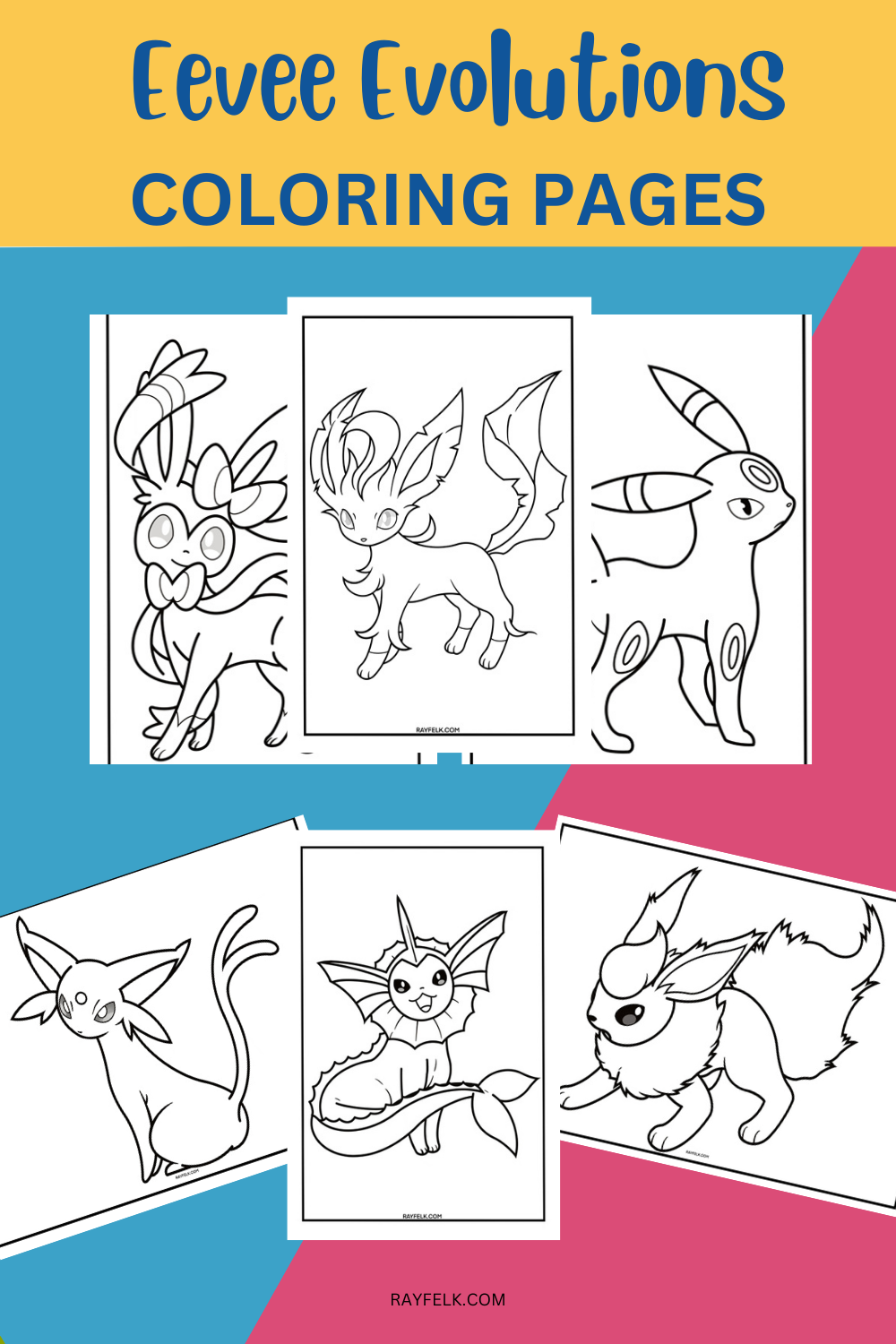 Eevee Evolutions coloring Pages