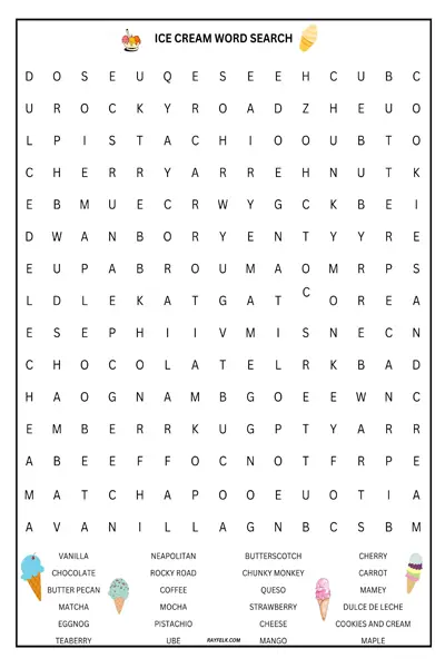 ice cream word search, rayfelk