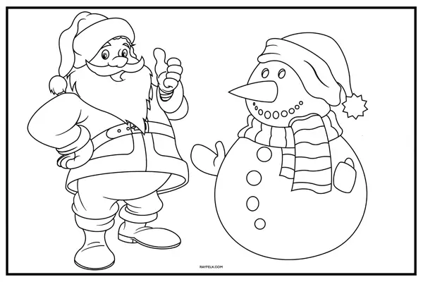Santa Claus and Snowman coloring page