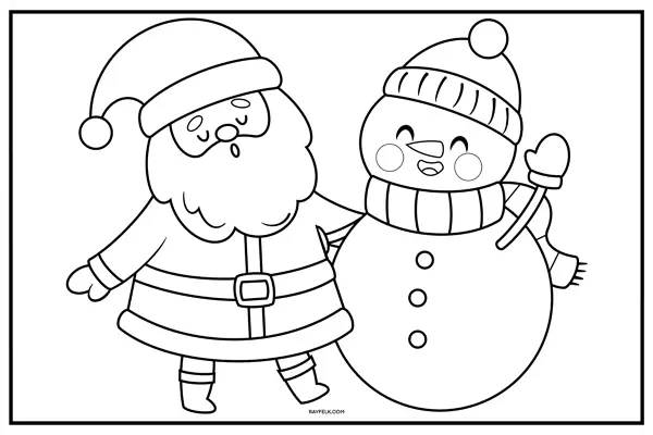 Santa Claus andd a smiling snowman