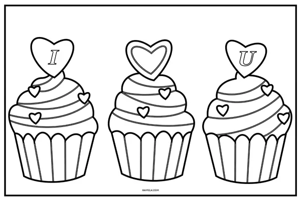 cupcake with heart toppers