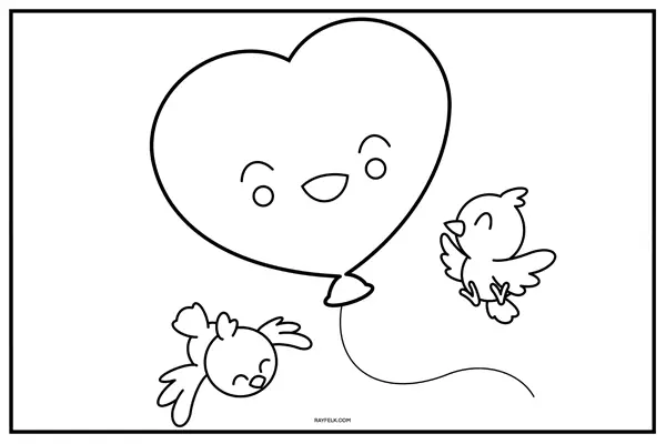 big heart balloon with love birds
