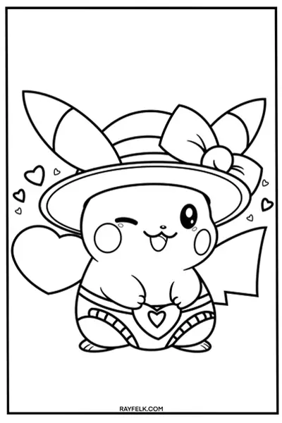 Pickachu Valentines coloring pages, rayfelk