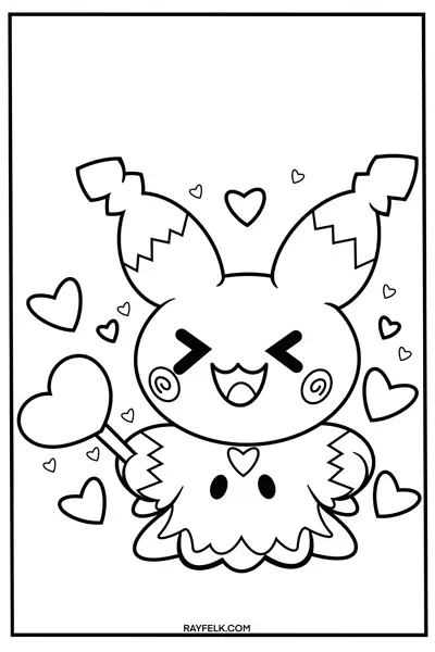 Mimikyu Valentines coloring pages, rayfelk