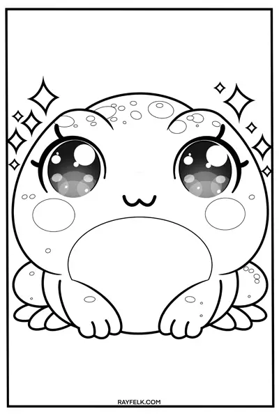 kawaii frog coloring page, rayfelk
