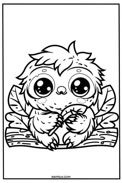 sloth kawaii coloring page, rayfelk