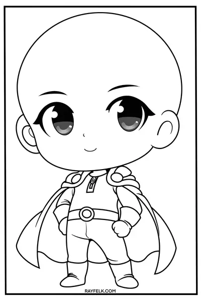Saitama coloring page from One Punch Man, Rayfelk
