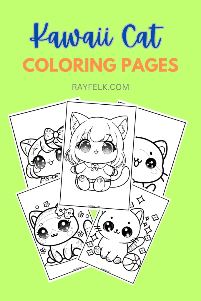 Kawaii cat coloring pages, rayfelk